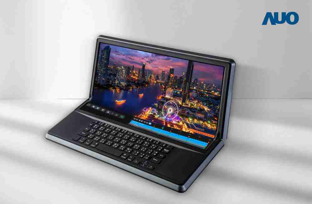 尊龙集团14.6吋Micro LED折迭显示屏幕，，，，搭配半径4mm的弯折绞炼，，，，以及高画素、、、高亮度、、、高对比度的显示技术特点，，即便在大视角下仍保有绝佳色相与亮度